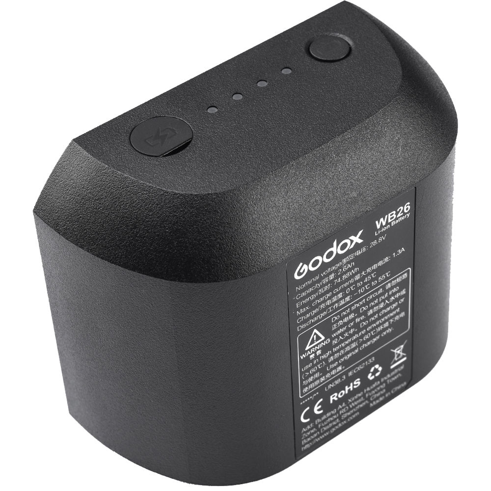 Batería Recargable de Iones de Litio Godox Wb26 para Flash Ad600Pro 28.8V 2600Mah Batería Recargable de Iones de Litio Godox Wb26 para Flash Ad600Pro 28.8V 2600Mah