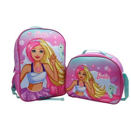 Pack Escolar Mochila y lonchera Barbie Sirena Nido Pack Escolar Mochila y lonchera Barbie Sirena Nido