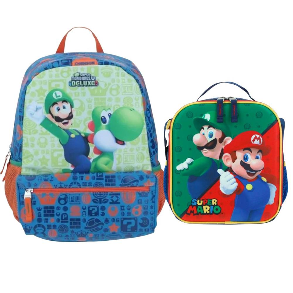 Pack Mochila y lonchera Luigui Mario Bros Oficio Pack Mochila y lonchera Luigui Mario Bros Oficio