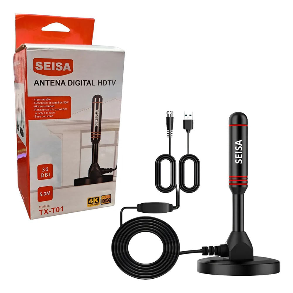 Antena Digital Hdtv Tx-t01 Base Imantada 5m Tv Smart