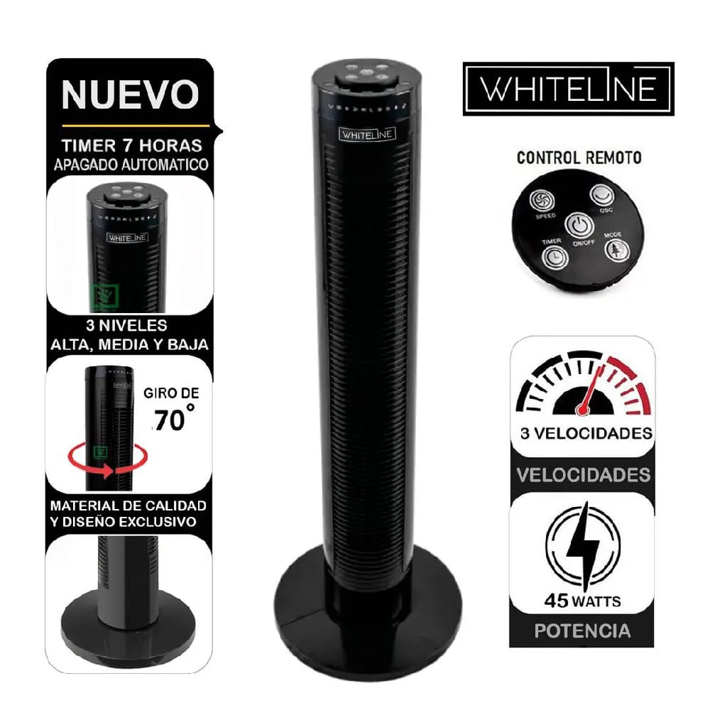 Ventilador Torre Whiteline 3V YF-T03214 Negro