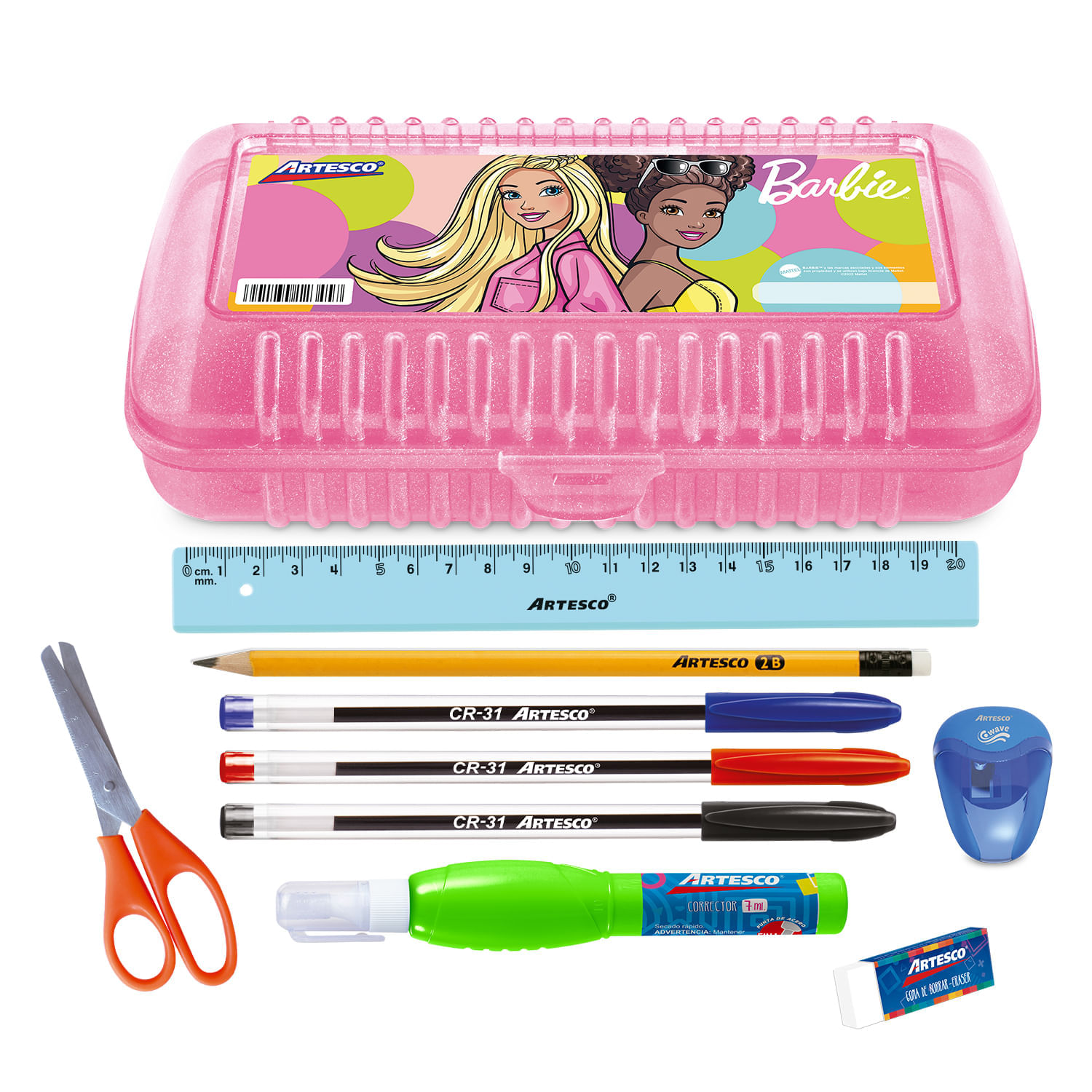 Pack Escolar Cartuchera Multibox Barbie + 9 Útiles