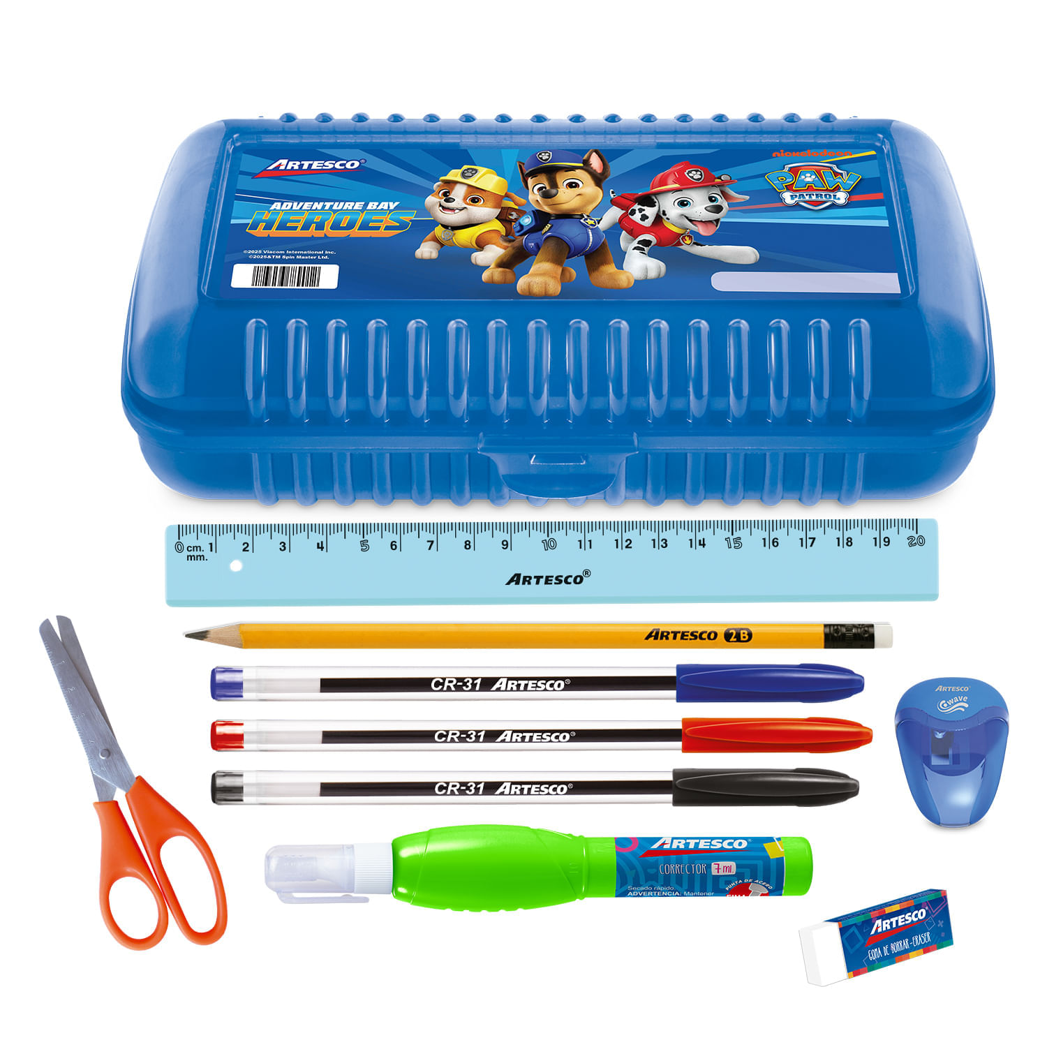 Pack Escolar Cartuchera Multibox Paw Patrol + 9 Útiles