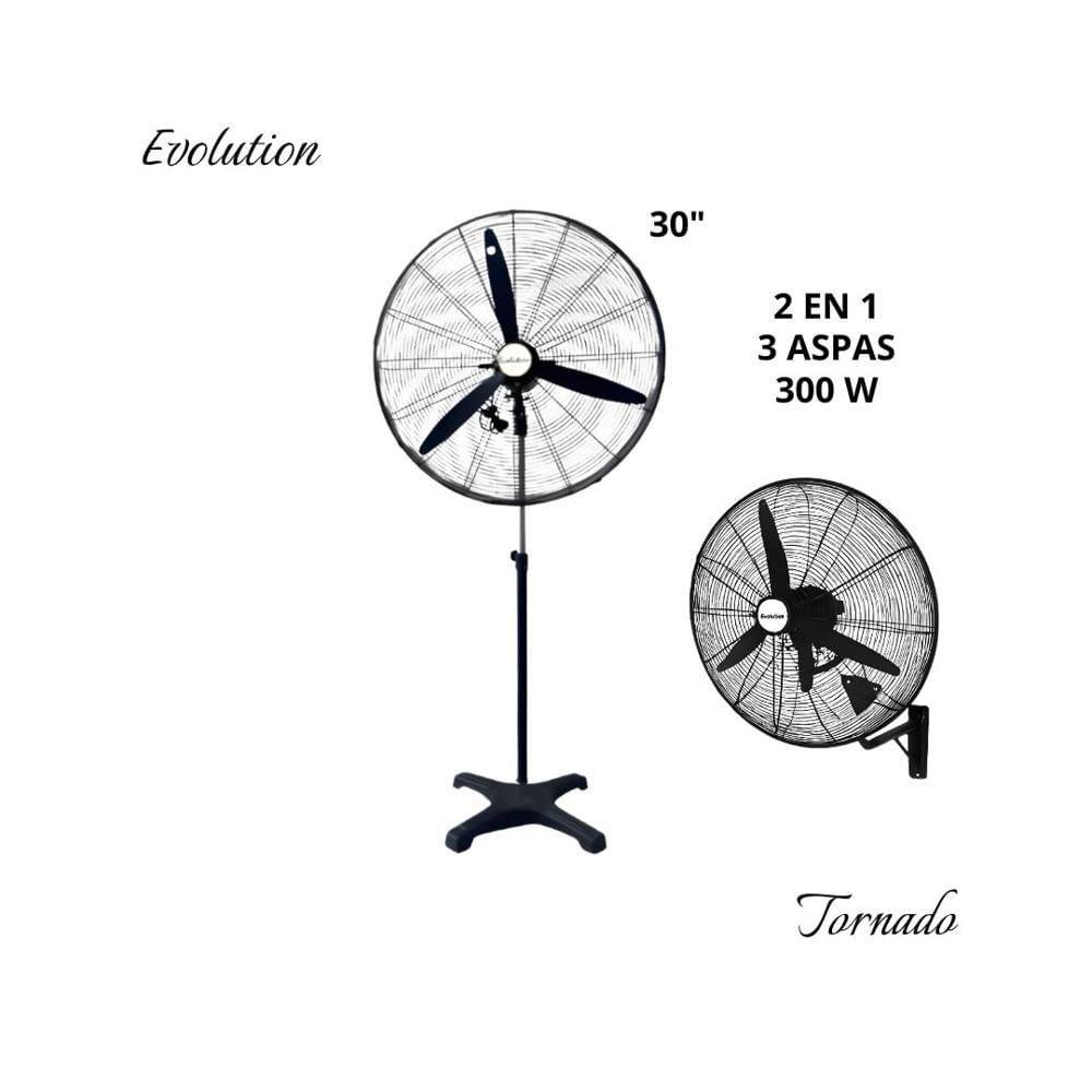 Ventilador Industrial Evolution Huracán DE 30 2 en 1 Pared Y Pedestal MOTOR 300 W