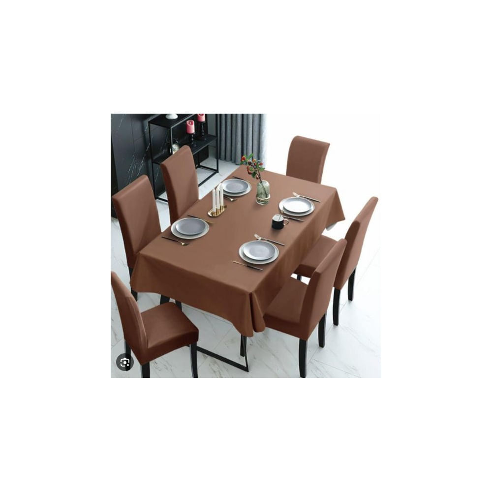 Juego de Mantel con 6  Forro de Sillas Color Chocolate