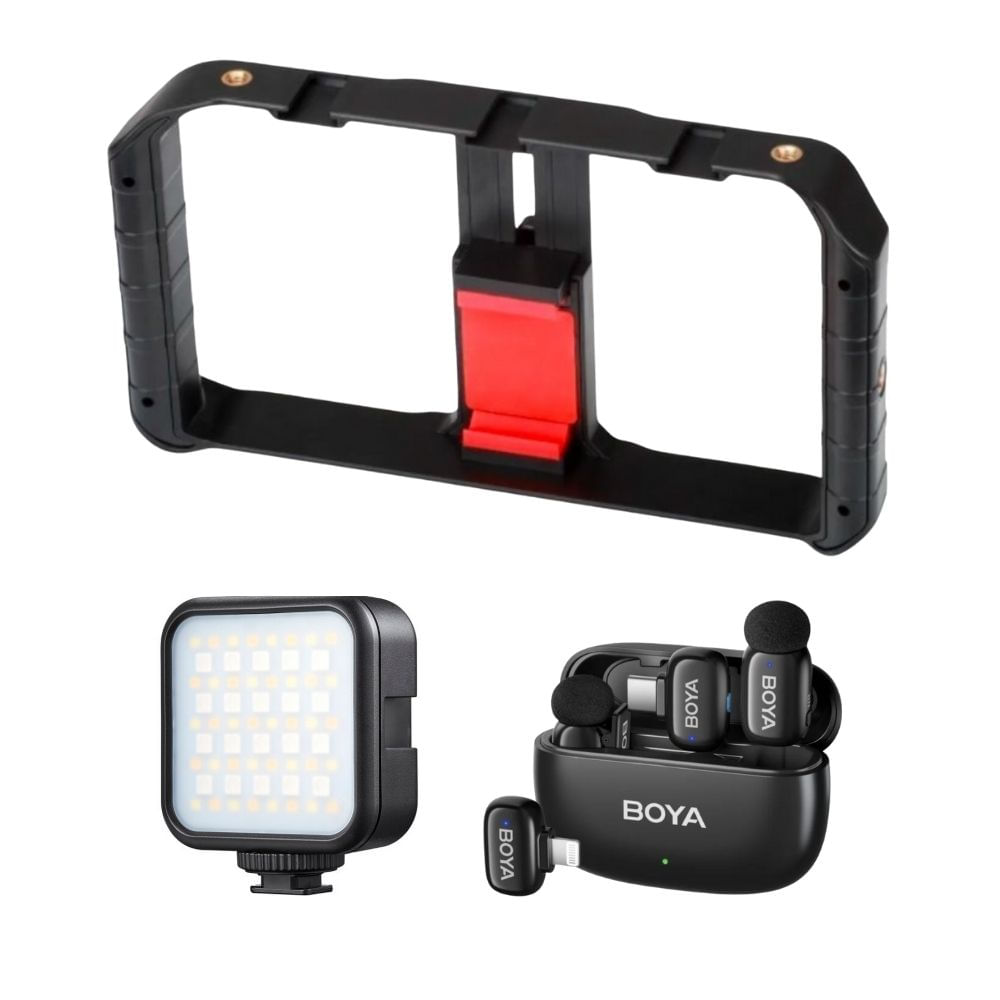 Kit Vlogger con Luz RGB 6R y Jaula Ulanzi y Micrófono BOYA Mini