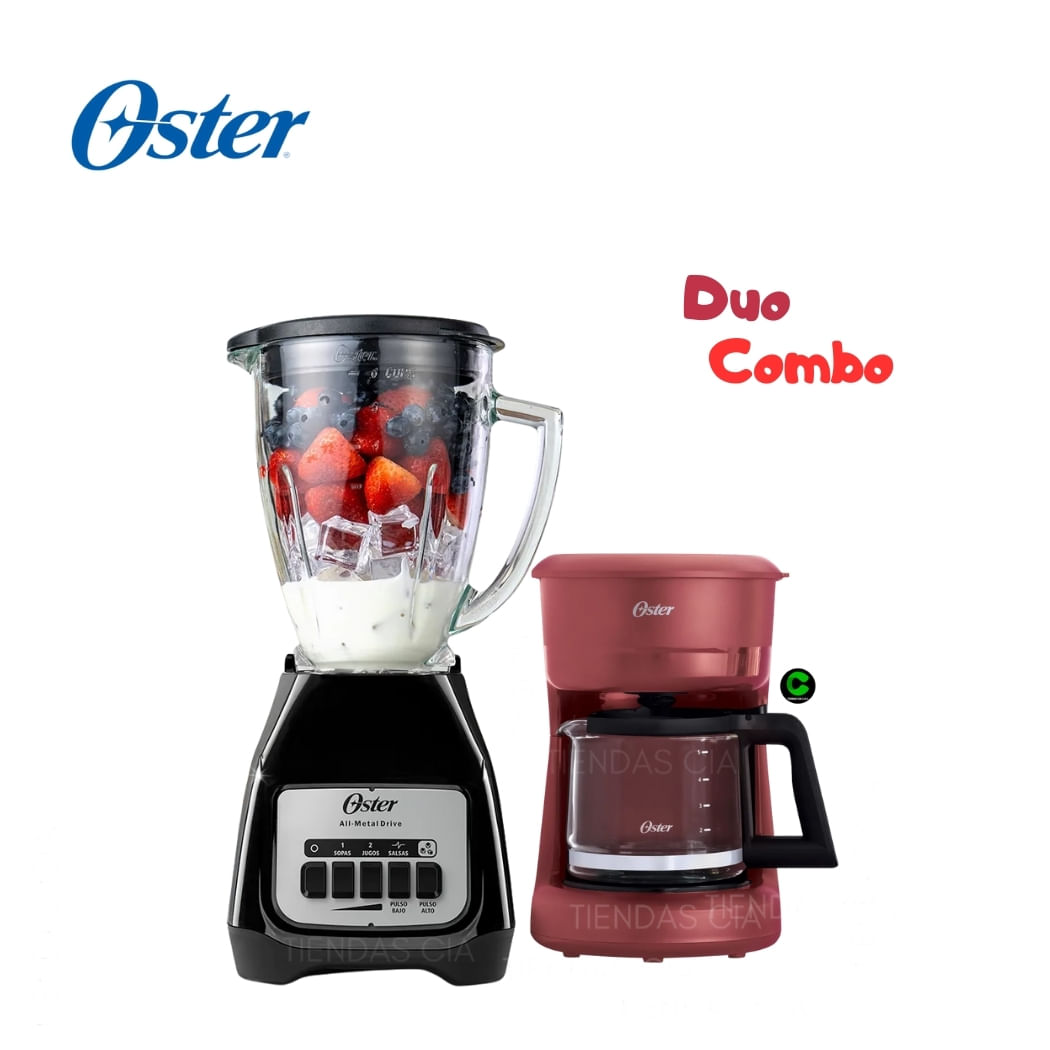 Duo Oster Licuadora BLSTKAG-BPB y Cafetera BVSTDCS51R