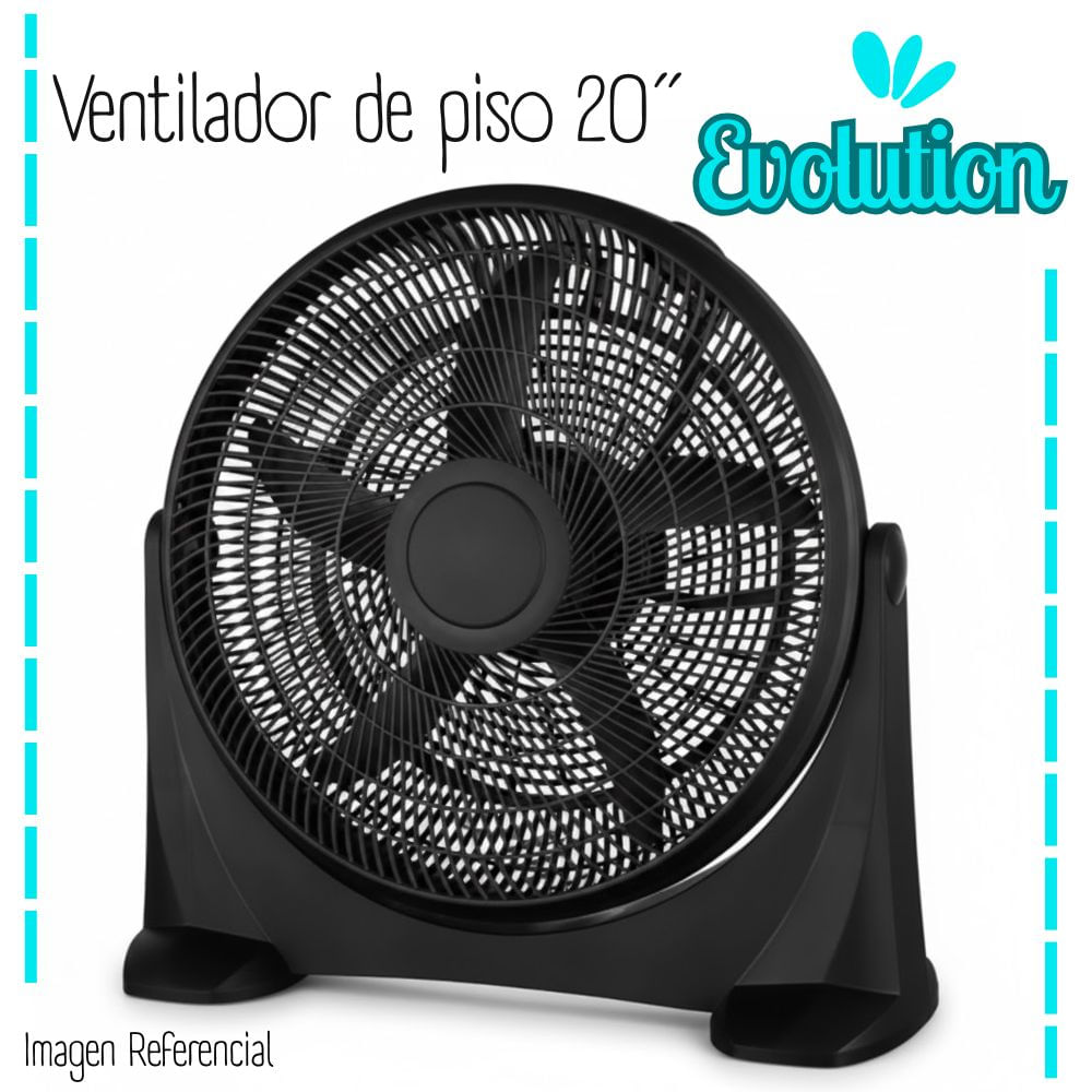 Ventilador de Piso de 20 pulgadas Evolution - 95 Watts EIFF-20 - NEGRO