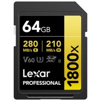 Memoria SDXC U3 V60 Lexar Professional 64GB - W 210MBs - R 280MBs 1800x