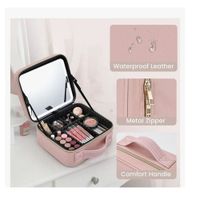 Maleta Organizador De Maquillaje con Espejo Recargable Y Luz Led