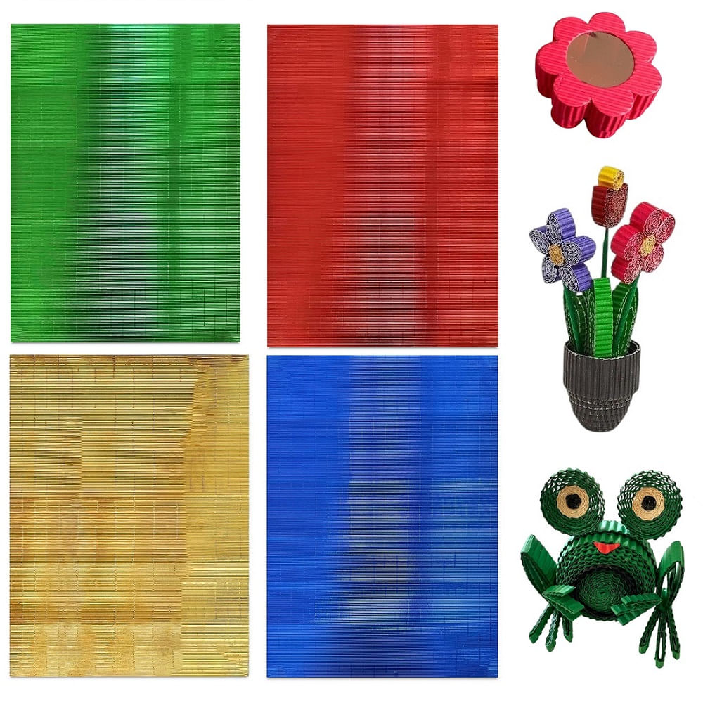 Papel Corrugado Metalizado de 70cm x 50cm Set de 4