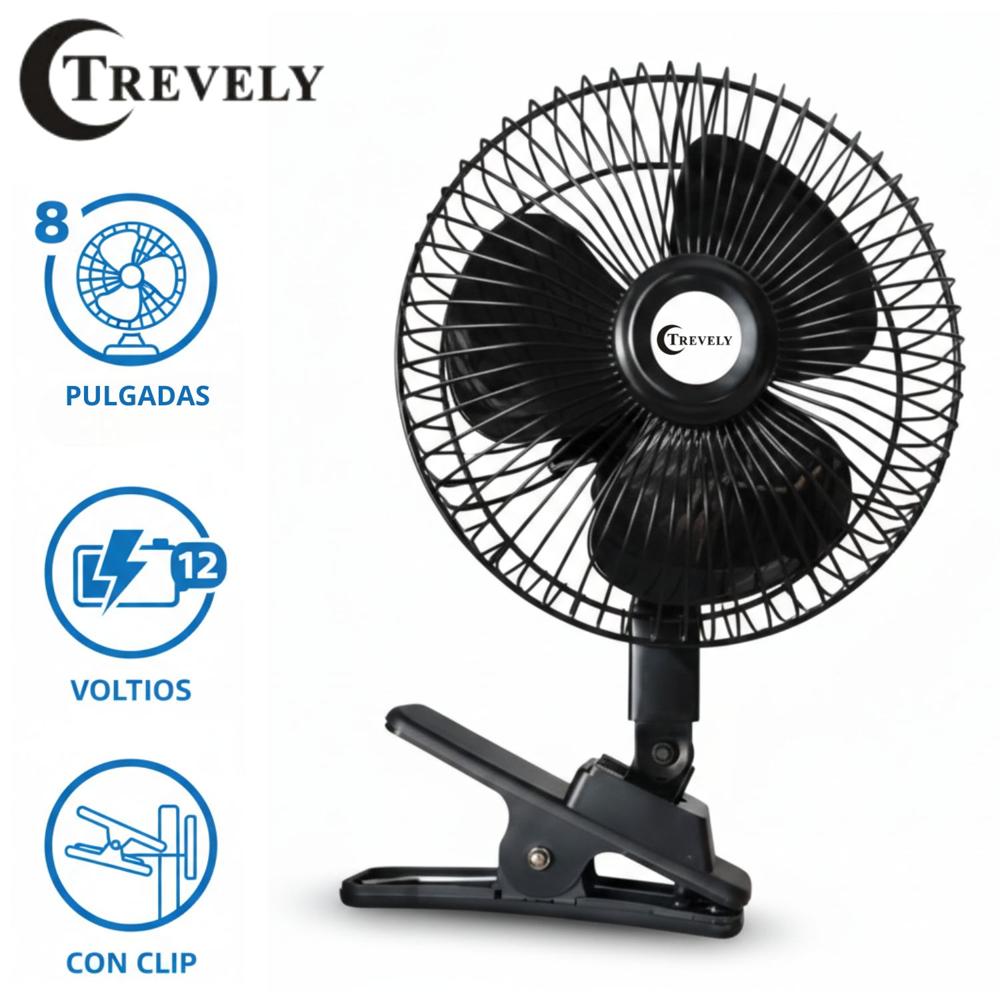Ventilador de carro Trevely Oscilante 12 Voltios 8 Pulgadas (20cm)
