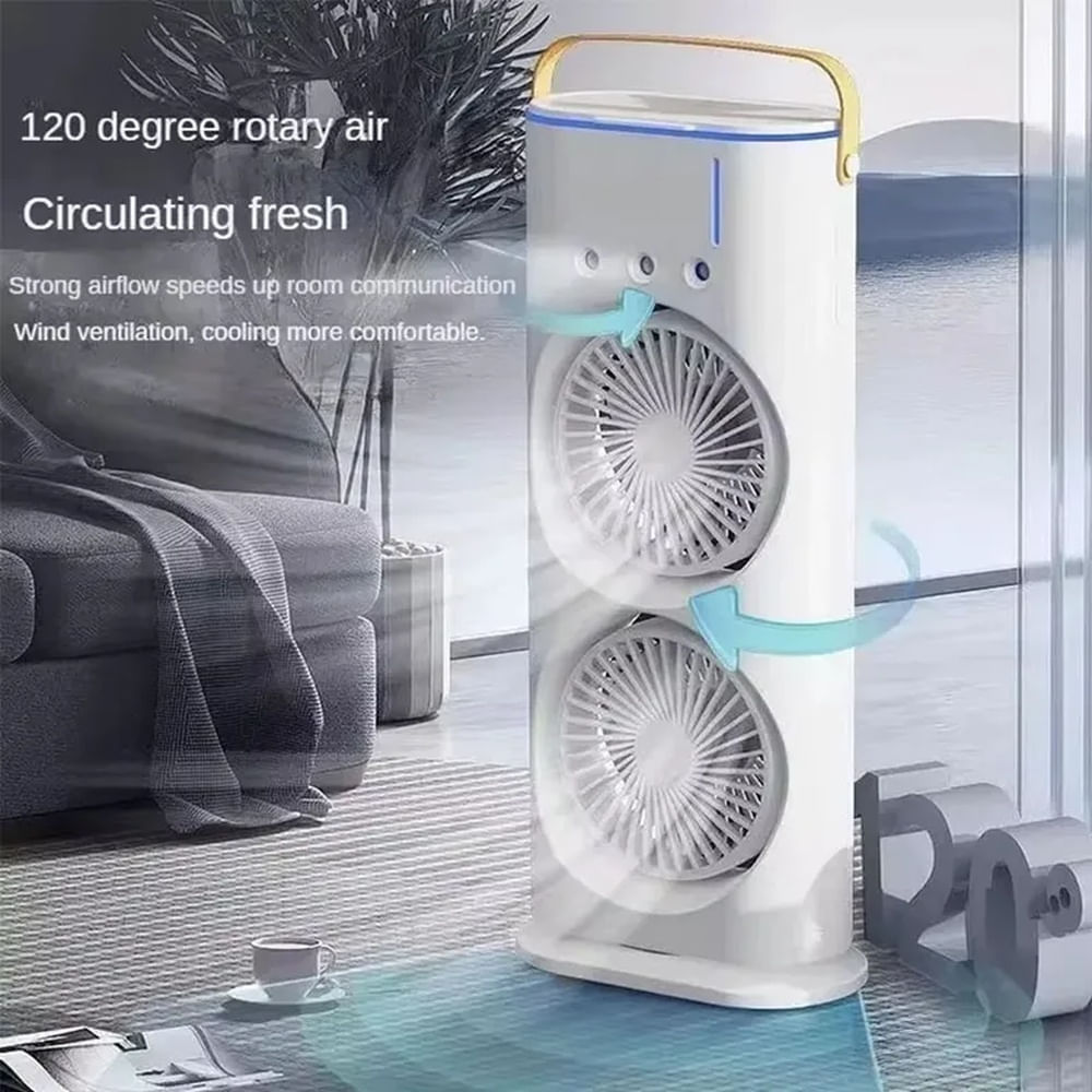 Ventilador con Humificador Doble Aspa 5 en 1