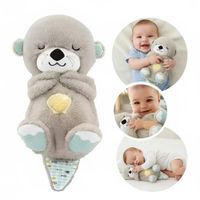 Peluche Nutria Dormilona Luz Cálida Respiración y Musical Para Bebés Niños y Adultos Gris