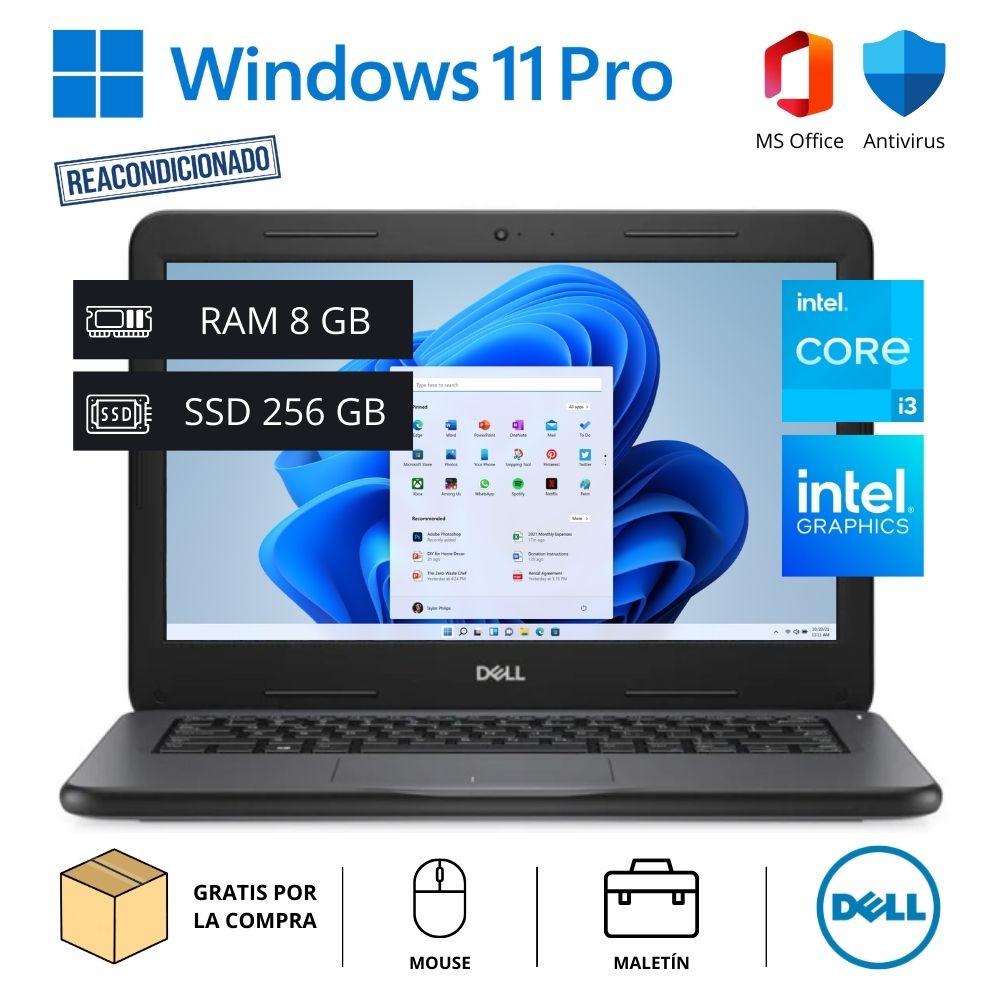 Laptop Dell Latitude 3310 Empresarial Core i3 8GB RAM 256GB SSD - REACONDICIONADO