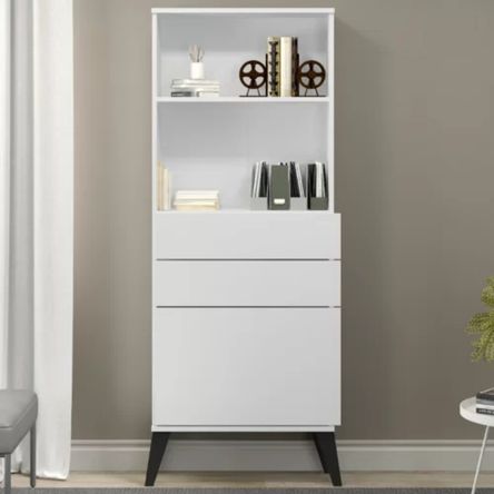 Vitrina funcional 1 puerta 2 cajones Evangelina color Blanco TU MESITA Vitrina funcional 1 puerta 2 cajones Evangelina color Blanco TU MESITA