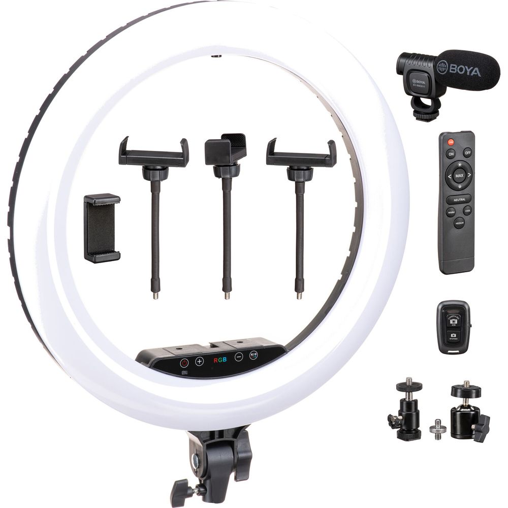 Kit de Luz Anular Sunpak Premium Series Bi Color con Micrófono Boya 18 1751586-REG Kit de Luz Anular Sunpak Premium Series Bi Color con Micrófono Boya 18 1751586-REG