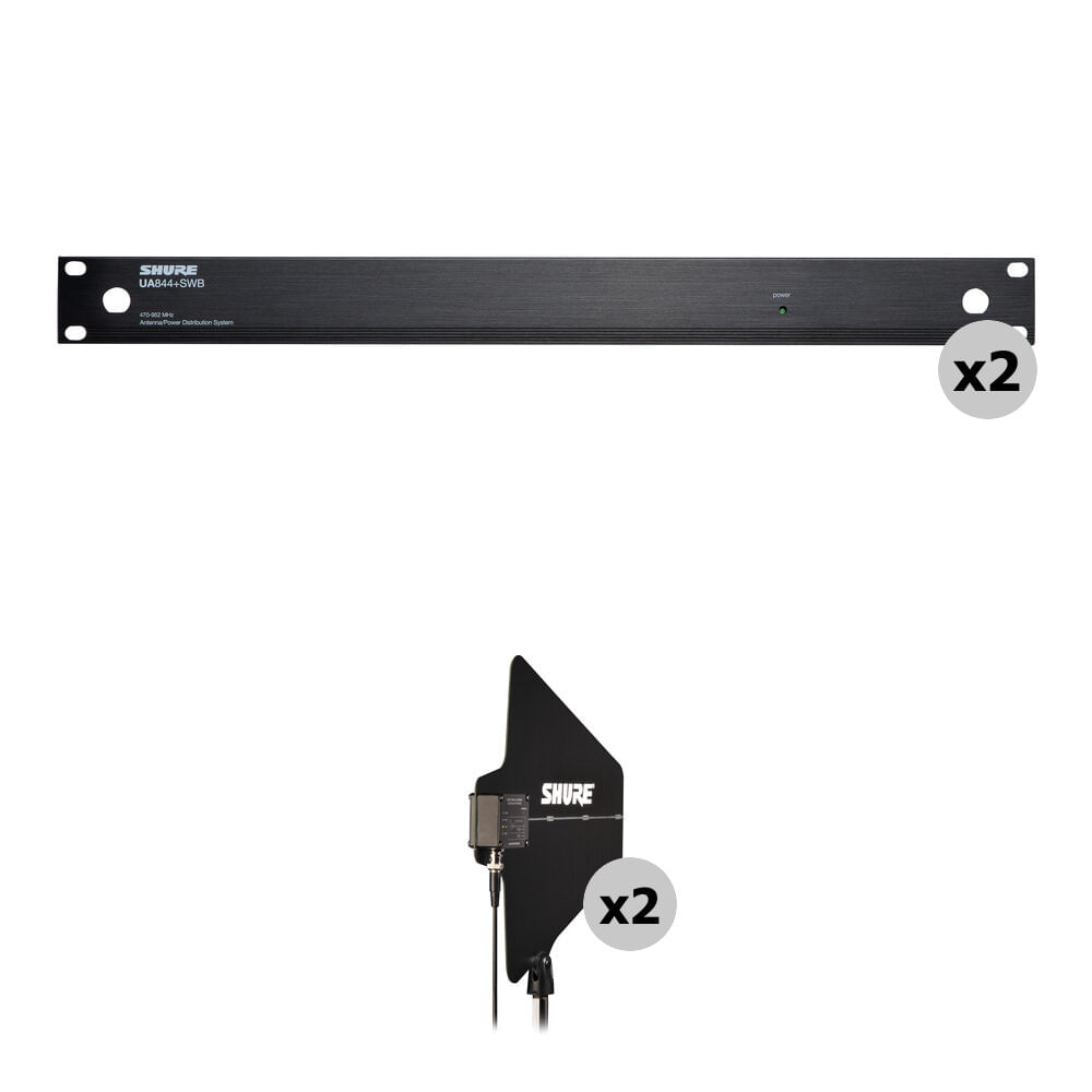 Shure 2 x UA844+SWB Sistemas de Distribución de Antenas UHF con Antenas Direccionales Activas Kit (6 1475744-REG Shure 2 x UA844+SWB Sistemas de Distribución de Antenas UHF con Antenas Direccionales Activas Kit (6 1475744-REG