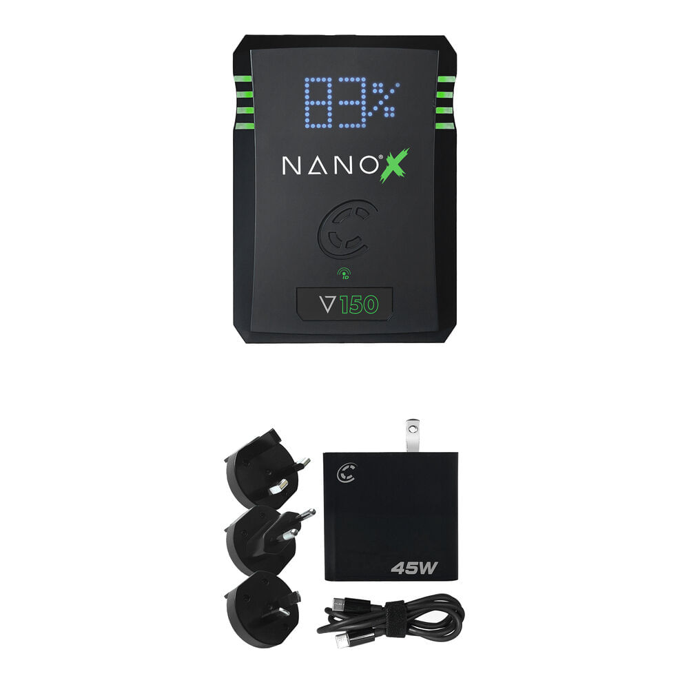 Batería NANOX 150Wh V-Mount con Kit de Cargador Rápido de 45W (USB-C) para Cámaras Profesionales 1823124-REG Batería NANOX 150Wh V-Mount con Kit de Cargador Rápido de 45W (USB-C) para Cámaras Profesionales 1823124-REG
