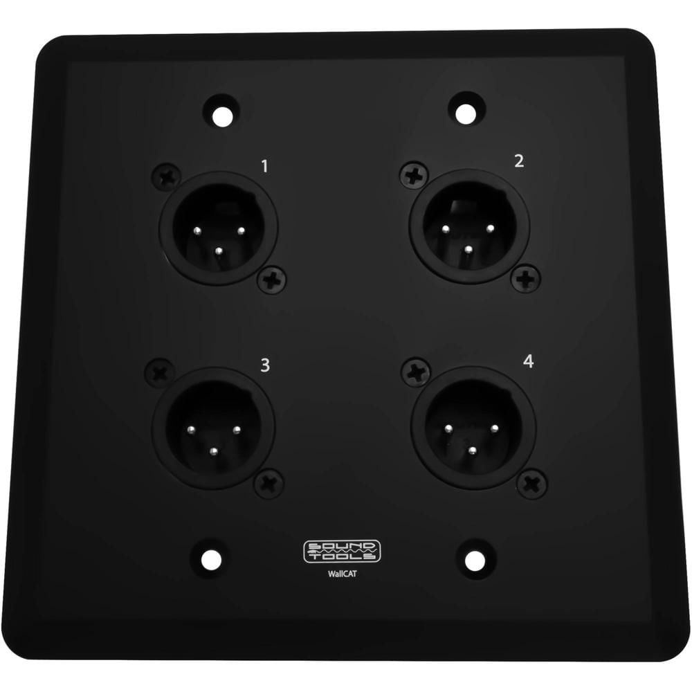 Placa de Pared SoundTools WallCAT MX-B con Cuatro Conectores XLR 3-Pin Macho (Negro) y Dos Conectore 1485690-REG Placa de Pared SoundTools WallCAT MX-B con Cuatro Conectores XLR 3-Pin Macho (Negro) y Dos Conectore 1485690-REG