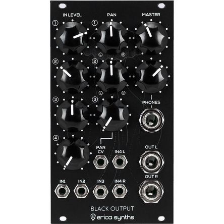 Erica Synths Black Output V2 Mixer y Panner Estéreo Eurorack (14 HP) - 4 Canales de Entrada, Control 1763342-REG Erica Synths Black Output V2 Mixer y Panner Estéreo Eurorack (14 HP) - 4 Canales de Entrada, Control 1763342-REG