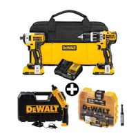 COMBO Atornillador 1/4"" 8V + 45 Piezas DCF008-B2 + Taladro 20V DCD796 + Atornillador DCF887 Dewalt