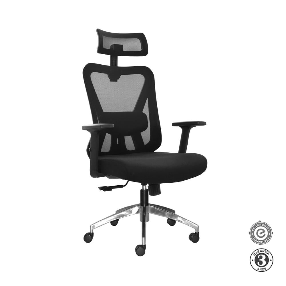 Silla Ergonómica Dolfin Syncro Brazos 3D Presidente Aluminio Negro Althea Confort