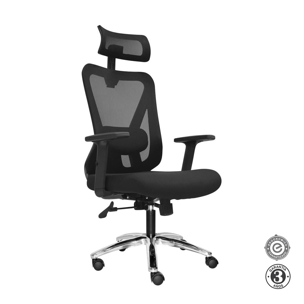 Silla Ergonómica Dolfin Lap Brazos 1D Presidente Cromado Negro Althea Confort