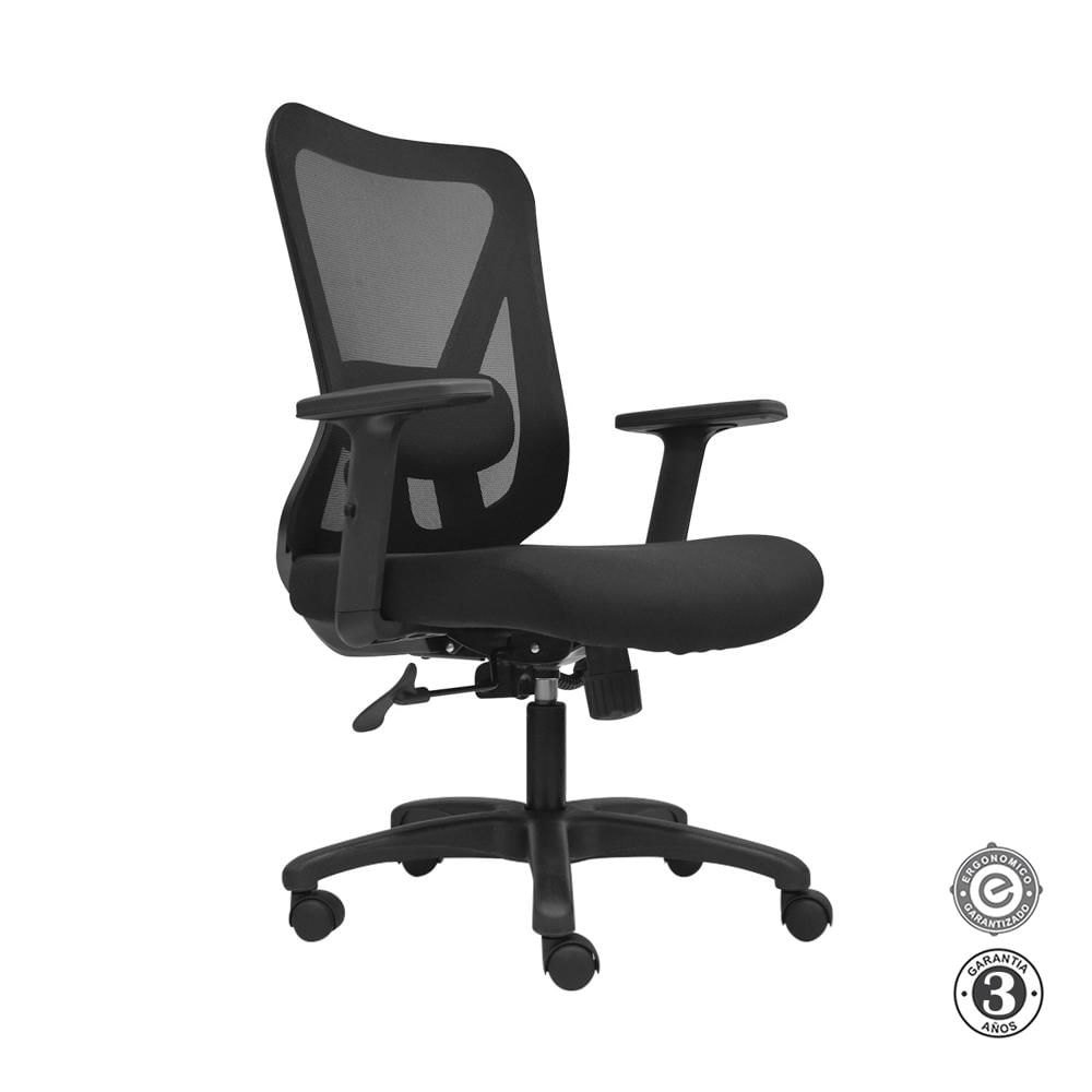 Silla Ergonómica Dolfin Lap Brazos 1D Gerente Nylon Negro Althea Confort