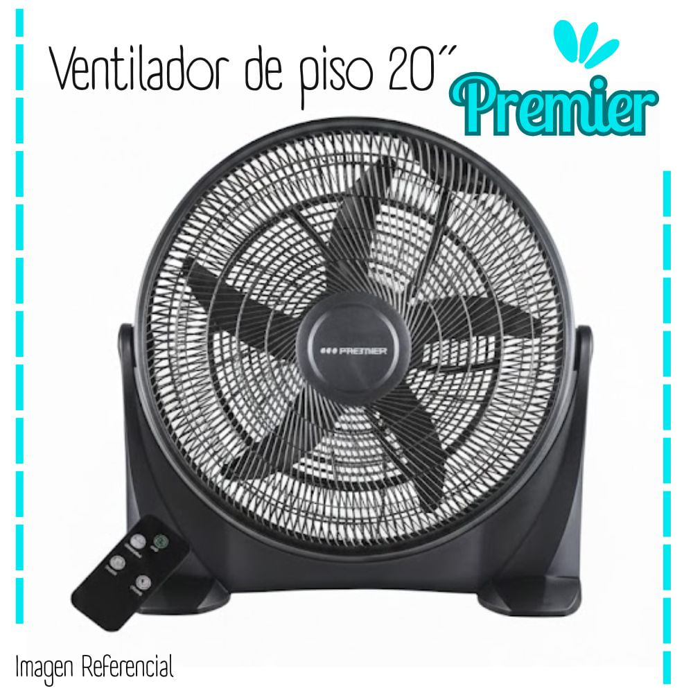 Ventilador Premier de Piso 20 Pulgadas de 100 w - Negro