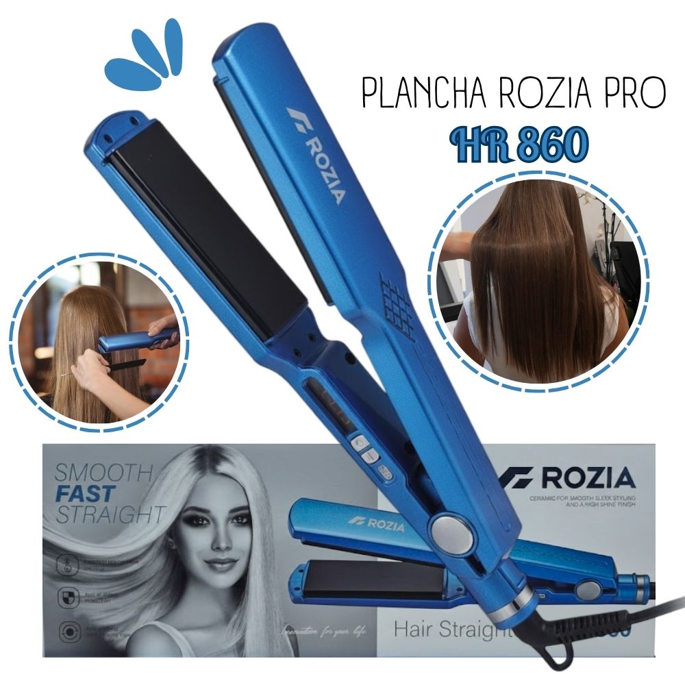 PLANCHA ALISADORA DE CABELLO ROZIA HR-860 AZUL