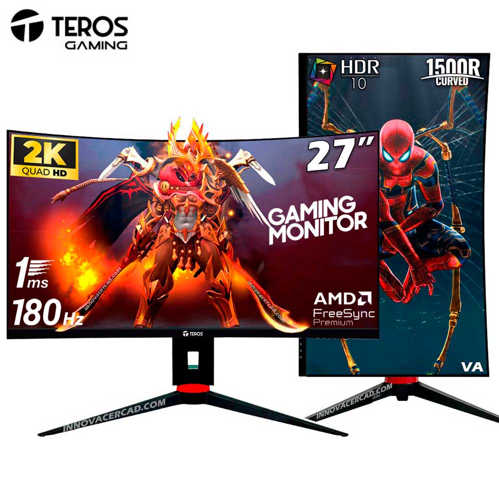 Monitor curvo gaming TEROS TE-2767G 27 QHD VA 180Hz 1ms HDR10 FreeSync Premium
