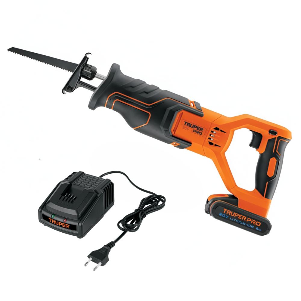 Sierra Sable 20V + 1 Bateria 4Ah + Cargador Truper 103259-103009-12336