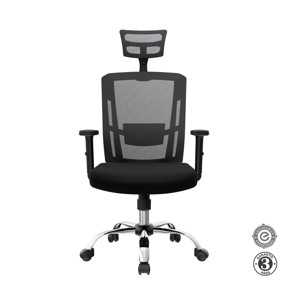 Silla Ergonómica Delphi II Presidente Syncro Brazos 1D Cromado Negro Althea Confort