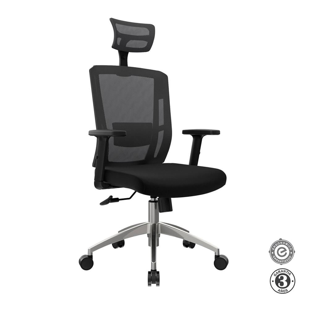 Silla Ergonómica Delphi II Presidente Basculante 1D Aluminio Negro Althea Confort