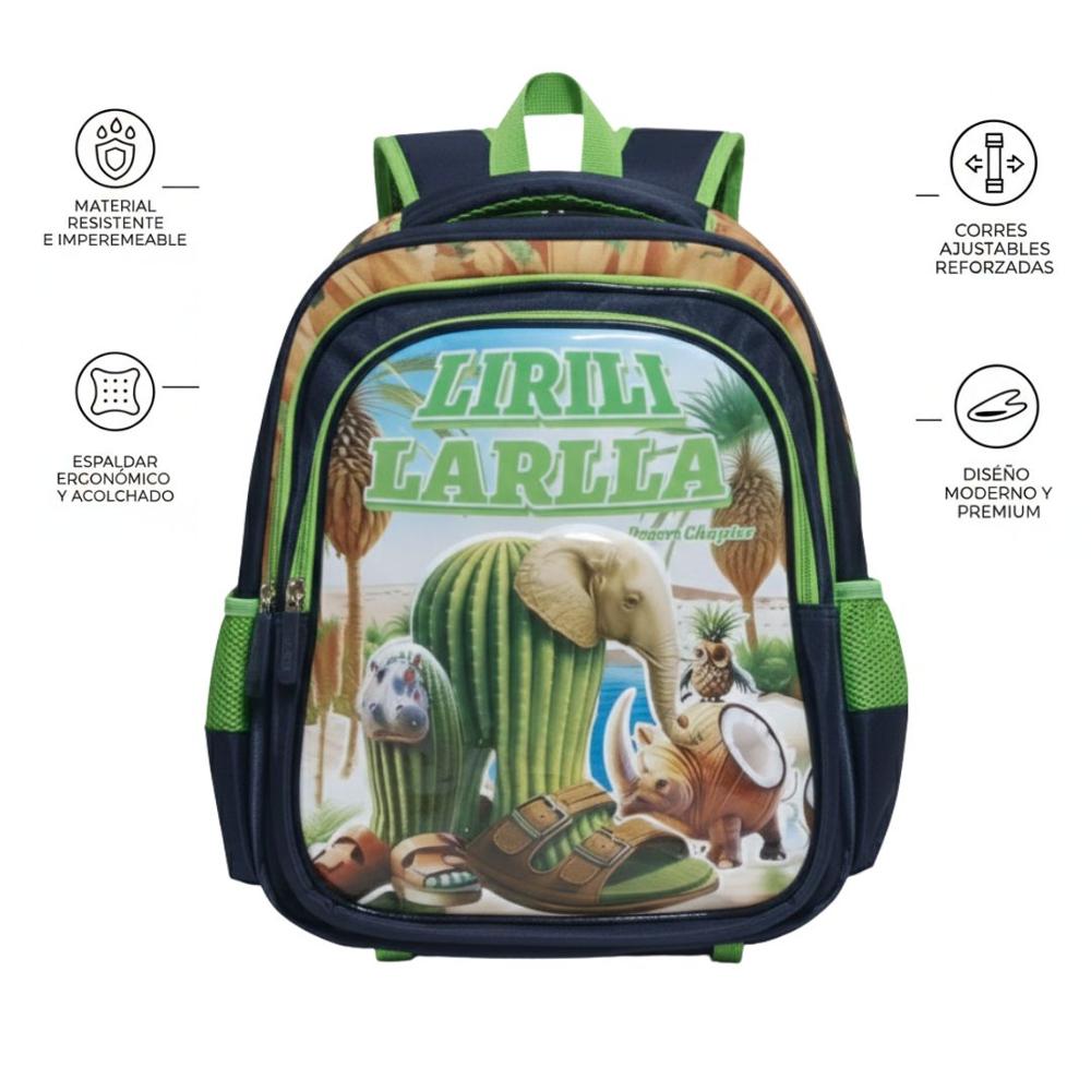 MOCHILA 3 EN 1 MULTIPACK PARA NIÑOS ESCOLAR TRALALERO LIRILI LARILA