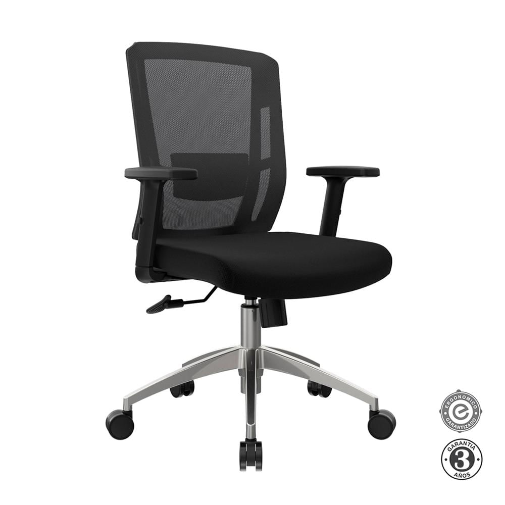 Silla Ergonómica Delphi II Gerente Basculante 1D Aluminio Negro Althea Confort