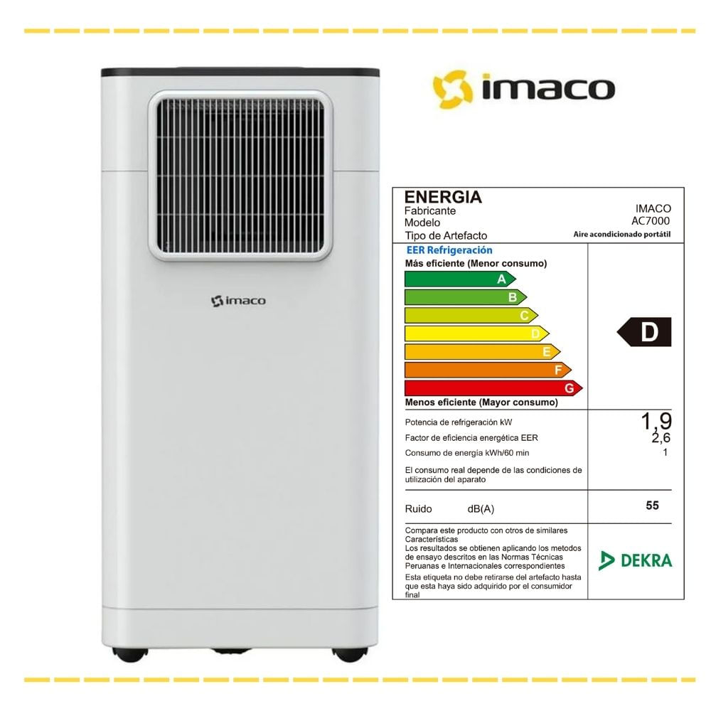 AIRE ACONDICIONADO IMACO PORTATIL DIGITAL 6500 BTU - AC7000 | Promart ...