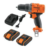 Taladro Atornillador 20V + 2 Baterias 2Ah + Cargador Truper 103250-103240-103240-12336