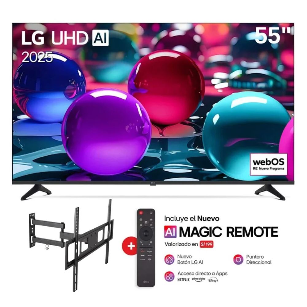 Televisor LG 55 UHD 4K Smart Thinq Ai 55UA7300PSB - Rack Giratorio