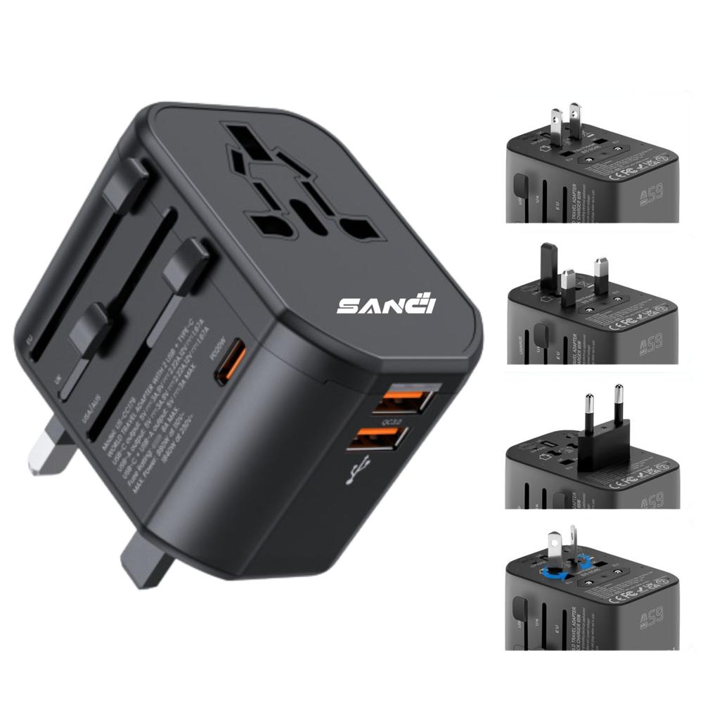 Adaptador de Viaje Universal Enchufe Internacional para más de 200 Países con Carga Rápida