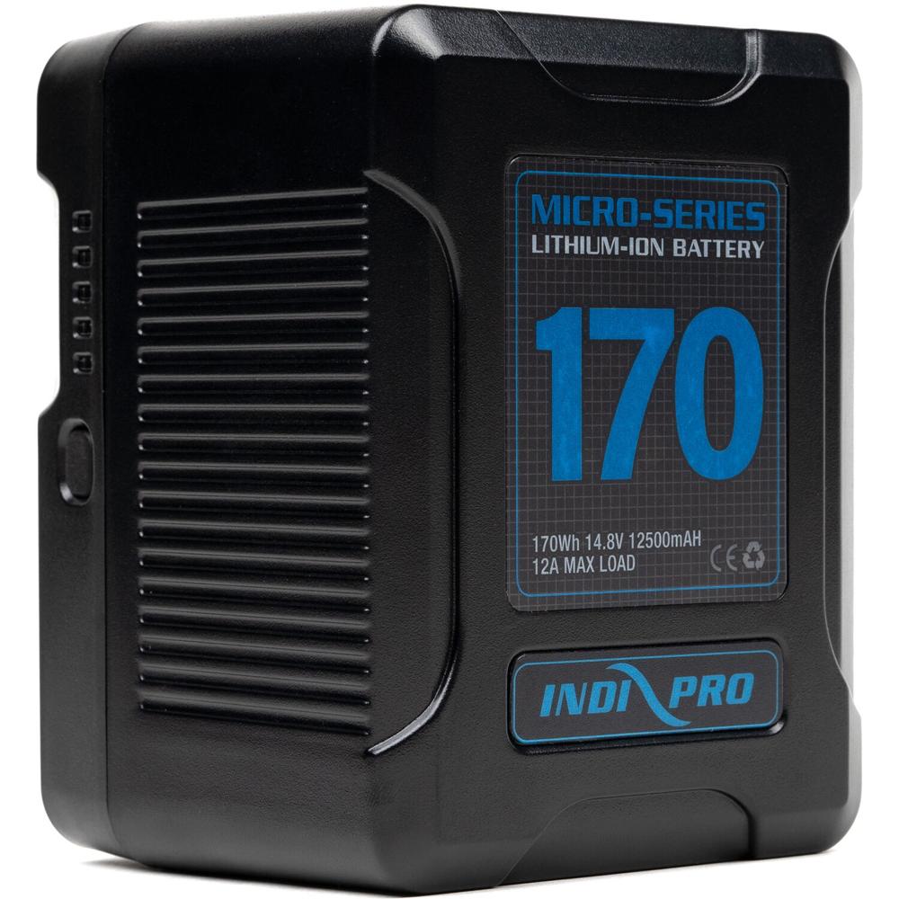 Batería Li-Ion V-Mount IndiPRO Tools Micro-Series (170Wh) - Compacta, Soporta 12A, Salidas D-Tap y U 1361792-REG Batería Li-Ion V-Mount IndiPRO Tools Micro-Series (170Wh) - Compacta, Soporta 12A, Salidas D-Tap y U 1361792-REG