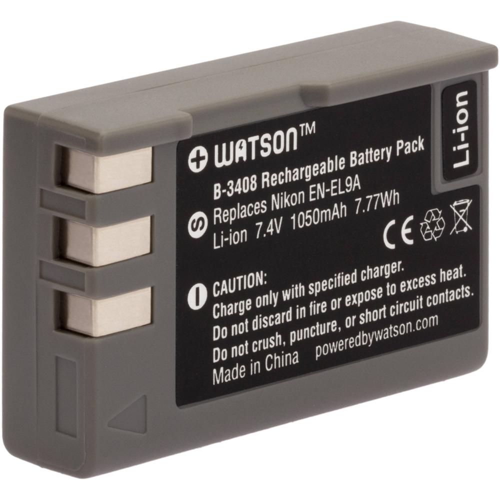 Batería de Litio Watson EN-EL9A (7.4V, 1000mAh) - Reemplazo para Nikon EN-EL9A y EN-EL9 836699-REG Batería de Litio Watson EN-EL9A (7.4V, 1000mAh) - Reemplazo para Nikon EN-EL9A y EN-EL9 836699-REG