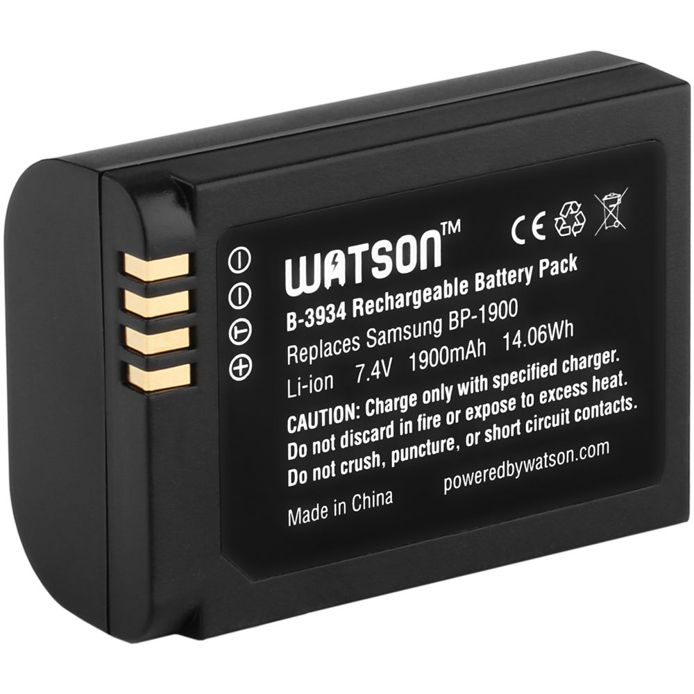 Batería de Litio-Ion Watson BP-1900 (7.4V, 1900mAh) - Reemplazo para Samsung BP-1900 1128657-REG Batería de Litio-Ion Watson BP-1900 (7.4V, 1900mAh) - Reemplazo para Samsung BP-1900 1128657-REG