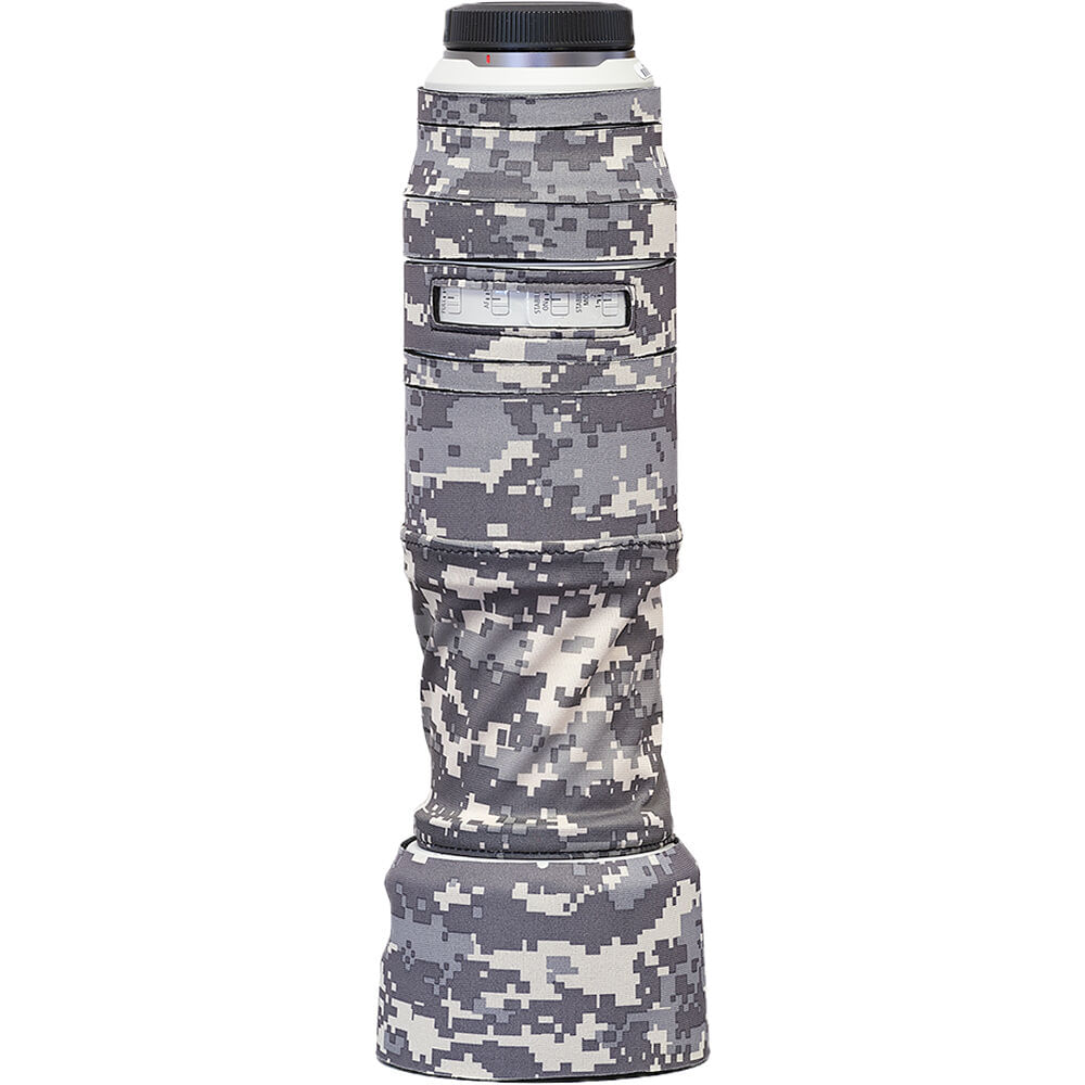 Funda LensCoat para Lente Canon RF 100-500 IS (Camuflaje Digital Gris) - Protección contra Rayones e