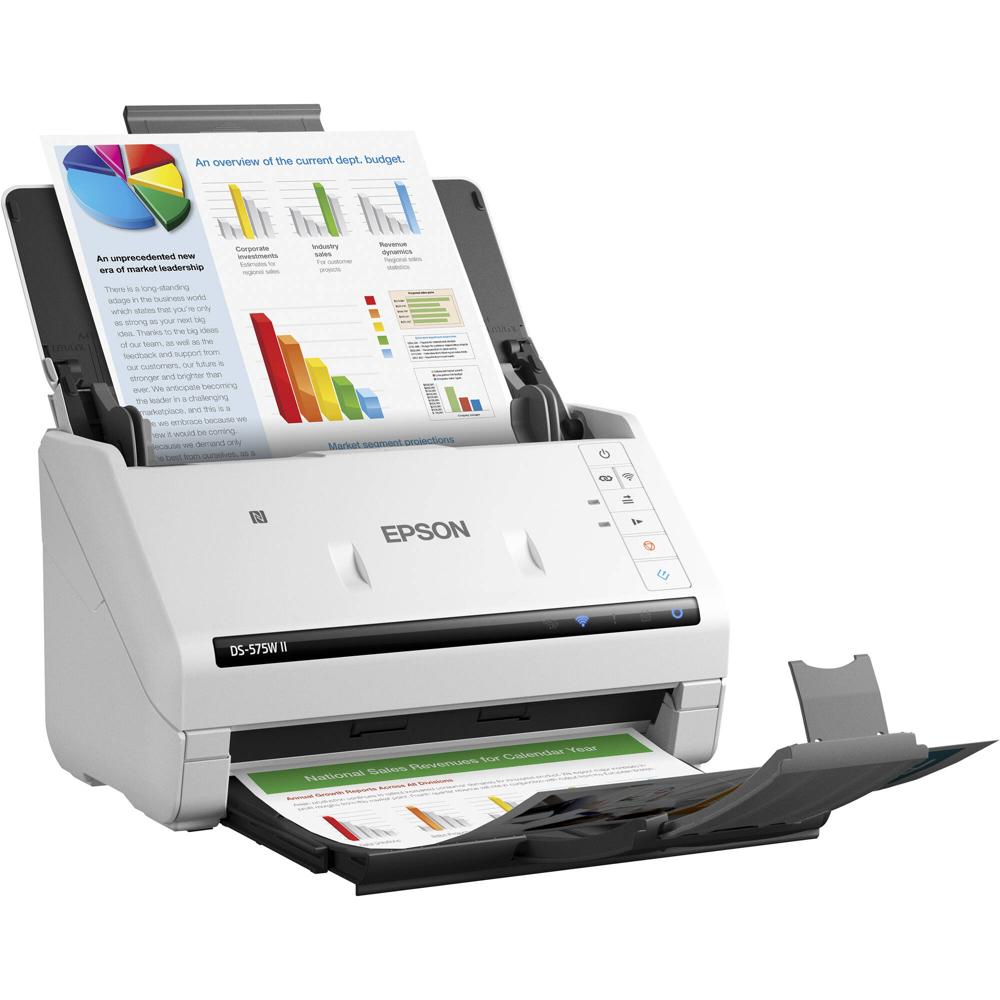 Escáner de Documentos a Color Dúplex Inalámbrico Epson DS-575W II - Resolución Óptica 600 dpi, Veloc