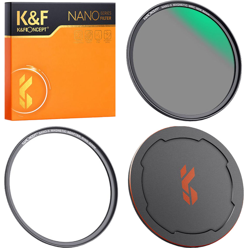 Filtro ND8 Magnético K&F Concept Nano-X con Anillo Adaptador y Tapa de Lente (55mm) - 16 Capas de Re