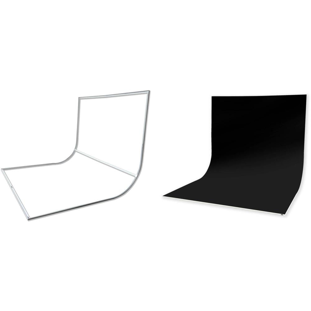 EASIFRAME Cyclorama Kit de Marco Curvo de Tela y Piel (Negro) - Medidas 8 x 7 x 6', Transición Sin C