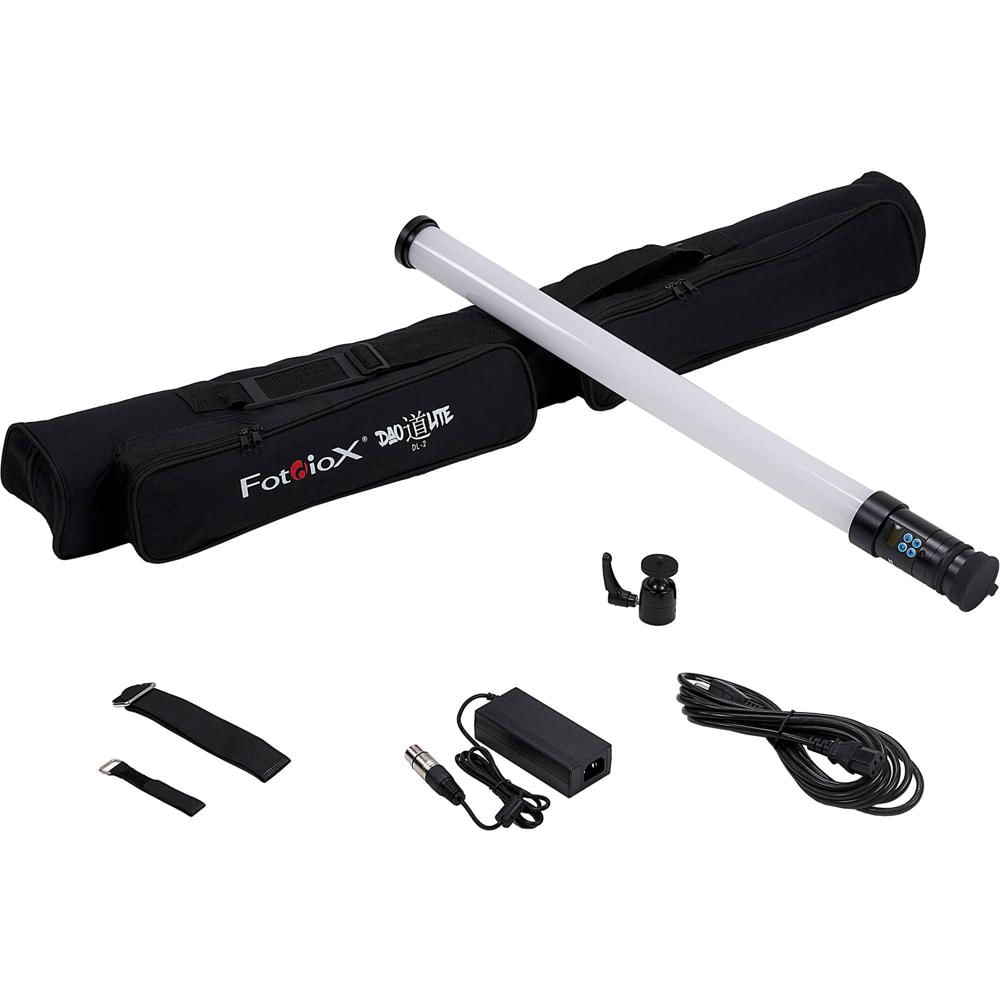 FotodioX DaoLight DL-2 Luz LED Bi-Color de 2' con Adaptador de Corriente Multi-Voltaje y Manija de B