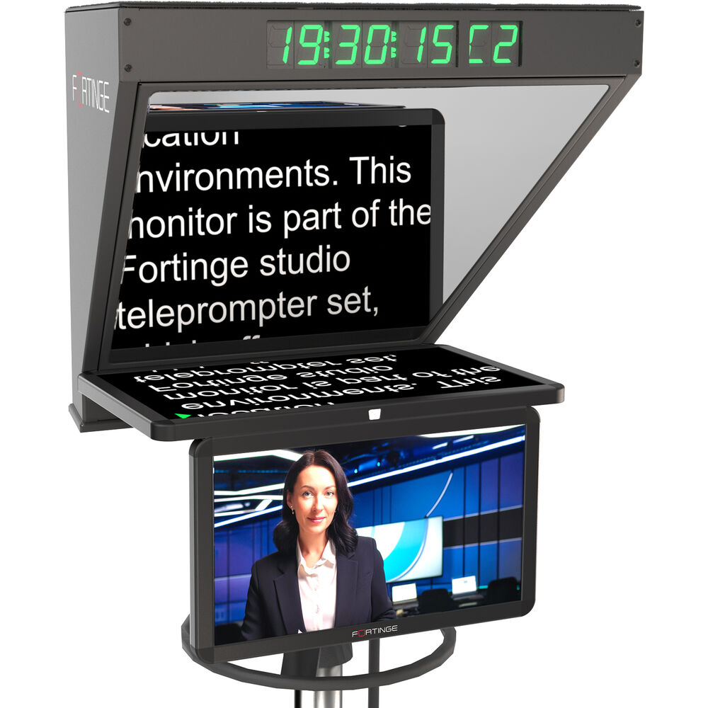 Fortinge ROBO Studio Teleprompter with SDI Input/Output for PTZ Cameras (21"")
